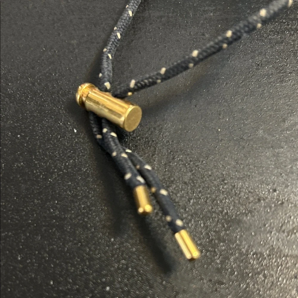 Tory Burch Navy and Gold Spinner Pendant Necklace, 24”